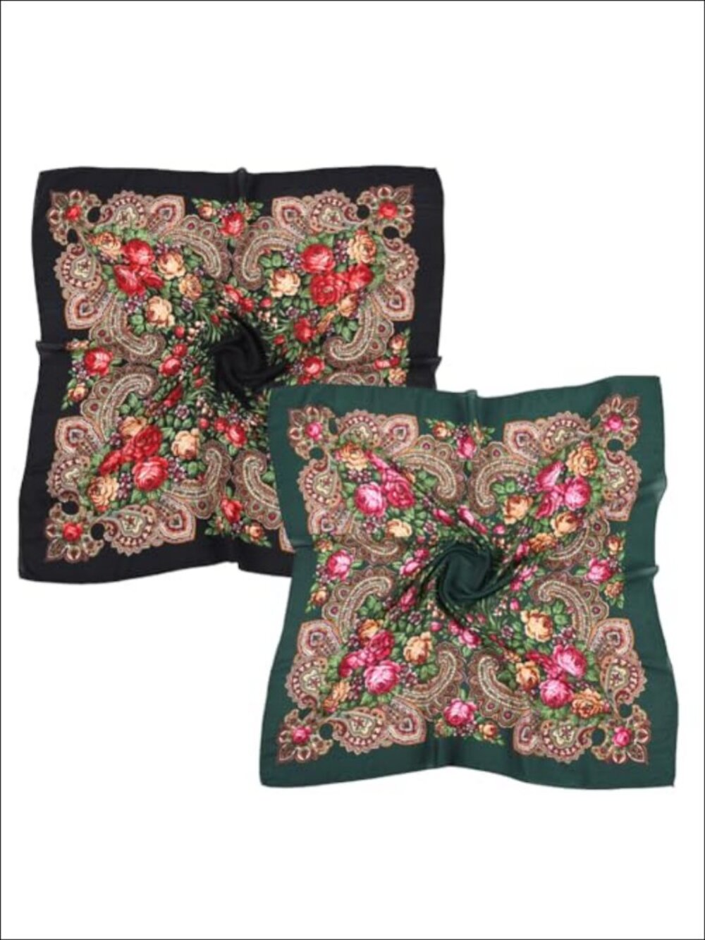 2pc 33.4in Cotton Polyester Square Scarves Neck Head Hair Wrap